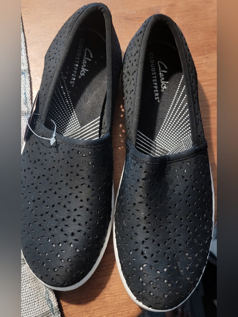 Clarks Black Perforated Slip-On Loafers